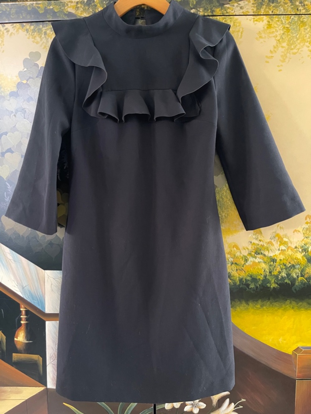 Banana Republic Black Ruffle-Front Mini Dress 2